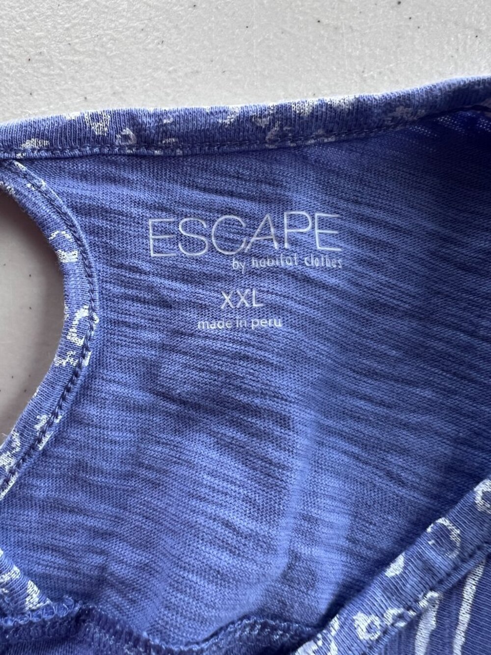 ESCAPE By Habitat - XXL Tank Slub Textured Peruvian Cotton Blue White - Picture 7 of 7